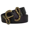 Designer de cintos para homens e mulheres de alta qualidade de luxo cinturão de couro genuíno dourado fivela de fivela unissex