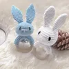 Rattles Mobiles Lets Make Baby Rattle 1pc Rabbit Crochet Molars Log Animal Teether Safe Wooden Toys Mobile Pram Crib Ring Children Product 230518