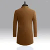 Men's Trench Coats Korean Style Men Coat Lapel Buttons Woolen Casual Overcoat Jackets Warm Long Outwear Spring Windbreaker