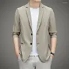 Costumes pour hommes Printemps Et Été De Luxe Hommes Blazer Veste 2023 Smart Casual Classique Slim Fit Costume Manteau Marque Vêtements Pour Hommes Kaki Blanc