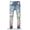 Primavera denim 2023 amirres verão jeans designer e calças novo homem buraco slp pé fino impressão alta rua tendência jeans masculino ffk2