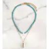 Pendant Necklaces 2Pcs/Set Natural Shell Letter Bead Necklace Turquoise Beaded Initial Choker Seashell For Women 2023 Jewelry