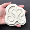 Cake Tools 3D Sea Octopus Tentacle Silicone Mold Fondant Gumpaste Chocolate Mold Border Diy Decoration Baking 230518