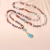 Coloré perlé cristal gland pendentif Yoga collier mode élégant pierre naturelle pendentif collier bijoux