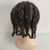 Parrucchino per capelli umani vergini indiani Radice di mais afro Trecce # 1b / grigio Toupee in pizzo pieno per il vecchio Blackman