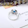 Cluster Ringe Natürlicher Blauer Türkis Ring Für Frauen Silber Edelstein 925 Sterling Mädchen Geburtstagsgeschenk Weihnachten