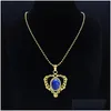 Pendentif Colliers Bohême Bleu Pierre Naturelle En Acier Inoxydable Collier Chaîne Femmes Or Couleur Coeur Bijoux Collier N3604S04Pendentif Dr Dhlpp