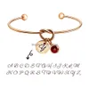 Armreif Anfangsbuchstabe Knoten Armband Liebe Edelstahl Öffnungsarmbänder mit 12 Farben Geburtsstein Charm Anhänger Schmuck Dhgarden Dheyh