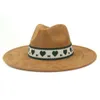 Suede Top Hat 9.5cm Wide Brim Jazz Fedora Hats Luxury Designer Brand Women Fascinator Hats Outdoor Sun Hat Sombreros De Mujer