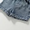 Completi di abbigliamento Bambini Neonate Completi in denim Canotta con cinturino per spaghetti con pantaloni corti per abbigliamento casual quotidiano 18M-6T