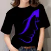 Damen T-Shirt Damenmode Retro Face Print Theme Kurzarm T-Shirt O-Ausschnitt Basic Shirt Top Sommer Übergroße Y2k Kleidung für Mädchen 230518