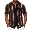 Polos masculinos malha masculina listrada camisa de pólo casual Roupas de luxo traje de streetwear de traje de colar