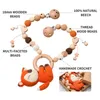 Rattles Mobiles Cartoon Animal Stroller Toy Wooden Pram Clip Toys Crochet Rattle Necklace Mobile Holder Dummy Pacifier Chain for Baby Gift 230518