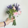 Decorative Flowers & Wreaths White Pink Purple Artificial Peony Rose Fake Grass Floral Bouquet Home Wedding Married Party Decoration Bridal