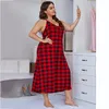 Kvinnors sömnkläder Sanderala Sexiga kvinnor Sleepdress Plus Size L-4XL Lingerie Classic Plaid Nightdress Female Underwear Nightgown Home Wear