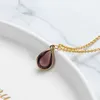 Colorful Simple Water Drop-shaped Titanium Steel Necklace for Women Girls Gold Color New Resin Geometric Clavicle Necklace Gifts