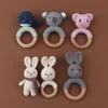 Sonagli Mobiles BPA Free Baby Massaggiagengive in legno Crochet Cartoon Rattle Toys Ring Rodent Mobile Gym Bambini nati Educational 230518
