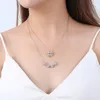 Personality Creative Clover Two Wear Women's Necklace Luxury Romantic Faux Gems Silver Plated Necklace Birthday Gift