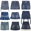 Kjolar koreanska kawaii denim veckad kjol y2k prepply vintage hög midja ruffles jeans mini egirl harajuku grunge punk streetwear 230519