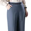 Capris Fall/Winter Ladies Formal Pants Office Work Suit Pants Wysoka talia Owwrotne czarne proste spodnie