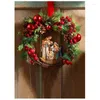 Fiori decorativi Natività di Natale Ghirlanda della Sacra Famiglia con bacche artificiali Vegetazione Fiocco Gesù Cristo Appeso Ghirlanda Festa di Natale