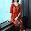 Basic Casual Dresses Summer Women's Plus Size Loose Print Dress Mid-length Plus Size Temperament Holiday Skirt 230519