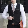 Herenvesten mannen waistcoat stevige kleur slanke single-breasted formele lente vest business gilet casual mouwloze jurk