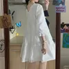 基本的なカジュアルドレスHouzhou White Dress Women Kawaii Bow Mini Dresses Summer Preppy Styleかわいいハラジュクヴィンテージ衣装特大のストリートウェア230519