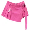 Jupes Rose rose asymétrique ligne A jupe courte jupe en jean à jambes larges pour femmes 230519