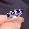 Klusterringar Y416 Blue Sapphire Ring 1.35CT Real Pure 18 K Natural Gemstone Diamonds Stone Female