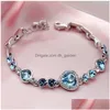 Chaîne Mode Bleu Cristal Bracelet Lien Océan Coeur Colorf Bracelets Bijoux Drop Delivery Dhgarden Dhvho