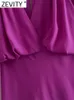Vestidos casuales básicos Zevity Mujeres Moda Cruz Cuello en V Turbas Diseño Sólido Split Midi Vestido Mujer Chic Cintura alta Casual Vestidos de fiesta delgados DS3777 230519