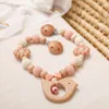 Rattles Mobiles Cartoon Animal Stroller Toy Wooden Pram Clip Toys Crochet Rattle Necklace Mobile Holder Dummy Pacifier Chain for Baby Gift 230518