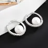 Stud Earrings Circle Micro-inlaid Zircon Pearl Personality Wild Ol Style Time For Work Party Jewelry Gift