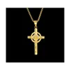 Pendant Necklaces Hip Hop Stainless Steel Inri Crucifix Jesus Cross Pendants Necklace For Men Rapper Jewelry Drop Delivery Dhc9K