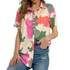 Women's Blouses Hawaiian Women's Shirt Holiday Beach Bouse Summer Short Sleeve Commuter Tops Animal Prints 2023 Lady Oversized Clothing