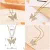 Pendentif Colliers Mode Coréenne Or Papillon Collier Pour Femmes Cou Chaîne En Acier Inoxydable Bijoux Femme En Gros Drop Delive Dh6Em