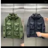 Trench da uomo Bomber da uomo Cappotto con cappuccio a maniche lunghe Tattico militare Autunno Inverno Cerniera esterna Tasche impermeabili