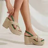 Hausschuhe Plateausandalen Riemchenblock Hochhackige Sandalen 2023 Sommer Neue Str Espadrille Römische Slipper Schuhe Casual Mule Open Toe J230519