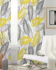 Curtain Yellowish Gray Leaf Texture Tulle Curtains For Living Room Kitchen Window Treatments Voile