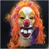 Party Masks Halloween Scary Mask Latex Clown Face Wry Fl Horror Masquerade Drop Delivery Home Garden Festive Supplies Dhll8
