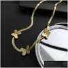 Collane con ciondolo 3 Collana di farfalle per le donne Ragazze Color oro Acciaio al titanio Charm Clavicola Gioielli regalo Wholesalegn862 Drop D Dhgyi