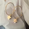 Hoop Earrings Girly Gold Color Plating Small Mini Star Charm Thin Copper For Women Girl Tiny Super Cute Jewelry Accessory
