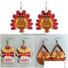 Dangle Chandelier Thanksgiving Turkey Earring Sunflower Wooden Pumpkin Maple Leaf Earrings For Women Girls Jewelry Drop Del Dhgarden Dhix6