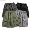 Hommes gris clair Cargo court Streetwear genou longueur été coton décontracté multi-poches pantalon ClothingL230519