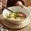 Ensembles de vaisselle Rock Grain soupe bol ménage bambou chapeau salade créative céramique nouilles instantanées