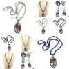 Подвесные ожерелья моды богемные племенные украшения камни с длинными завязанными 7 чакрами Женщины Женщины Этнические галлеоки.