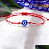 Łańcuch ręcznie robiony czerwony sznur Zła turecka bransoletka dla kobiet mężczyzn Regulowane Bracelets Bracelets Przyjaźń Biżuteria Prezent d dhgarden dhrsa