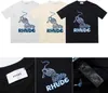 Rhude Mens T shirt RHUDE Summer Fashion Cotton T-Shirt Spotted Leopard Letters Casual High Street Short Sleeve Shirt for Men and Women with The Same Shirt.