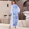 Vêtements ethniques Robe tendance pour femmeCol roulé Boutique Style inactif Balançoire Bleu imprimé Tempérament Trajet Oversize Femme